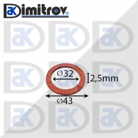 Дифтунга Ø 32 х Ø 43 х 2,5 mm медна